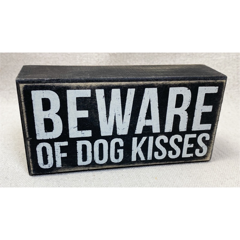 ✨Beware of dog kisses wooden box sign decor wall